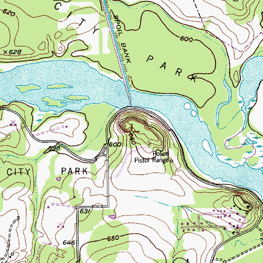 Topographic Map of Fort Worth Nature Center and Refuge Trails, TX