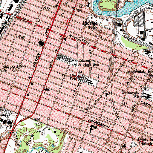 Topographic Map of Franklin Elementary SPARK Park Trail, TX