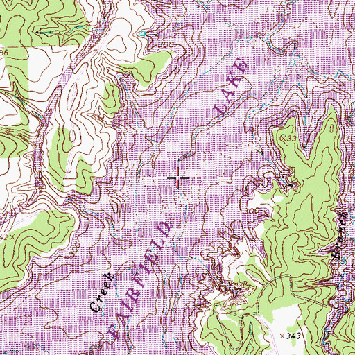 Topographic Map of Fairfield Lake State Park Trails, TX