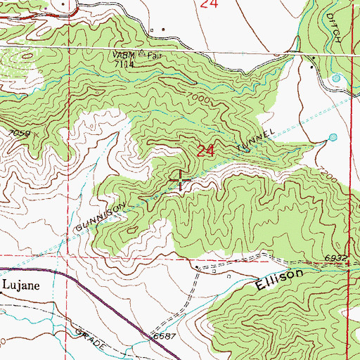 Topographic Map of Gunnison Tunnel, CO