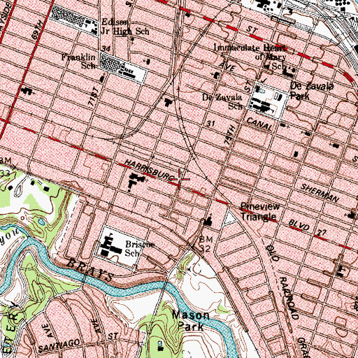 Topographic Map of Gallegos Elementary SPARK Park Trail, TX