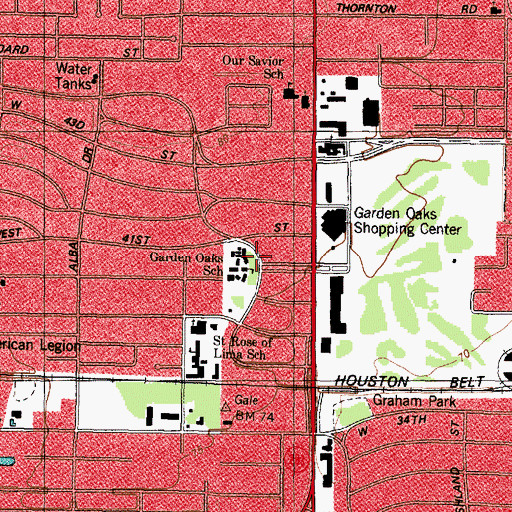 Topographic Map of Garden Oaks Elementary SPARK Park Trail, TX