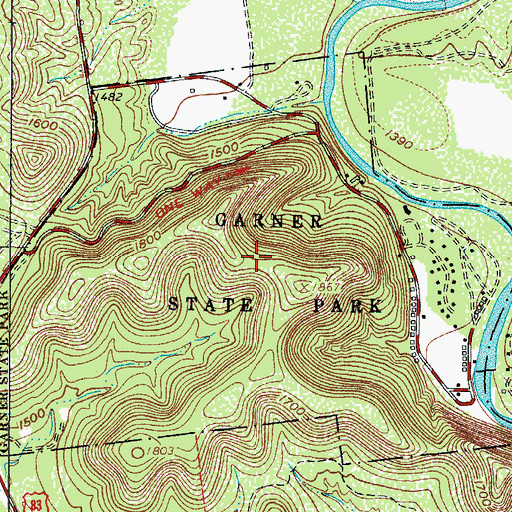 Topographic Map of Garner State Park Trail, TX