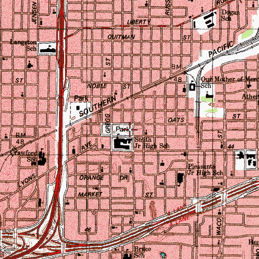Topographic Map of E O Smith Education Center SPARK Park Trail, TX
