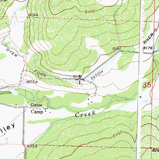 Topographic Map of Dyer Fork Ditch, CO