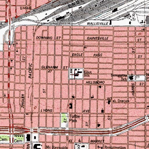 Topographic Map of Eliot Elementary SPARK Park Trail, TX