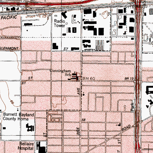 Topographic Map of Cunningham Elementary SPARK Park Trail, TX