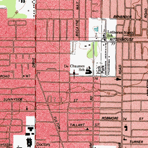 Topographic Map of De Chaumes Elementary SPARK Park Trail, TX