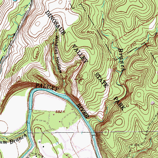 Topographic Map of Dinosaur Valley State Park Trail, TX