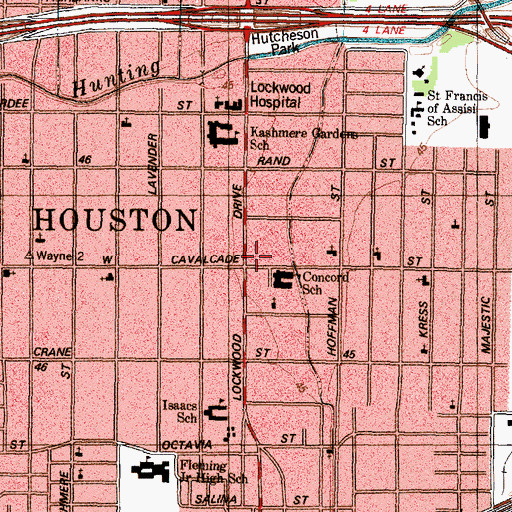 Topographic Map of Concord Elementary SPARK Park Trail, TX