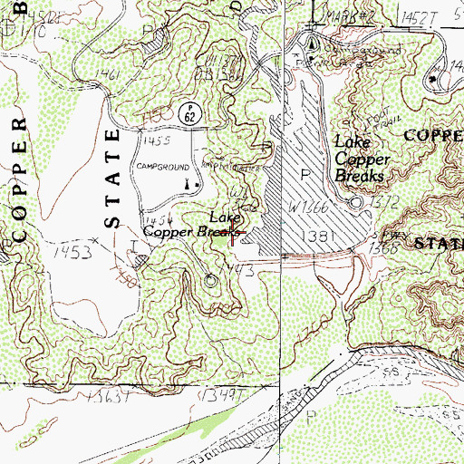 Topographic Map of Copper Breaks State Park Trail, TX