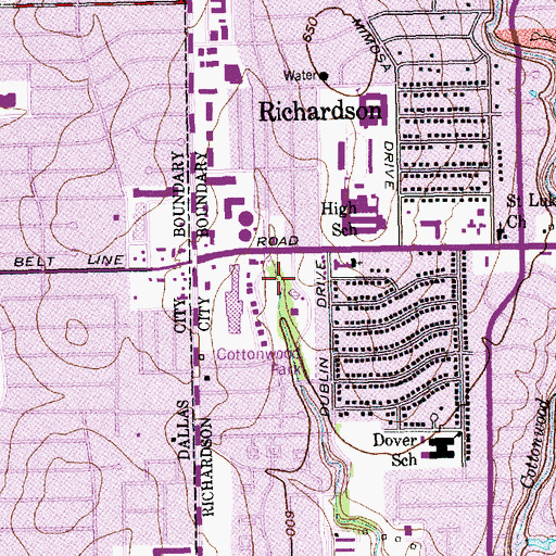 Topographic Map of Cottonwood Park Trail, TX