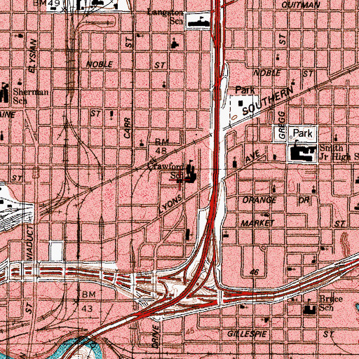Topographic Map of Crawford Elementary SPARK Park Trail, TX