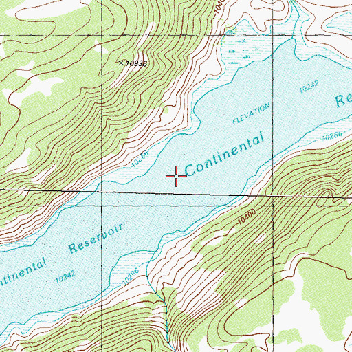 Topographic Map of Continental Reservoir, CO
