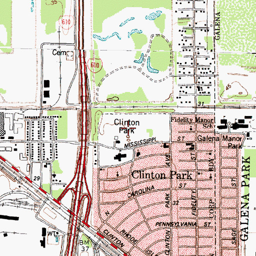 Topographic Map of Clinton Park Trail, TX