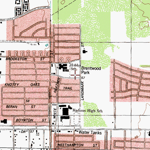 Topographic Map of Brentwood Park Trail, TX