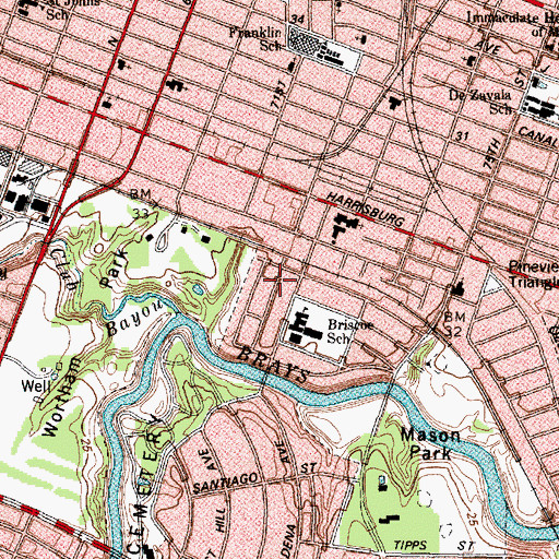 Topographic Map of Briscoe Elementary SPARK Park Trail, TX