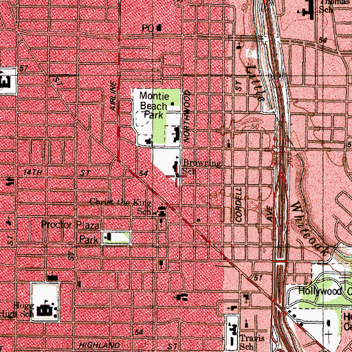 Topographic Map of Browning Elementary SPARK Park Trail, TX