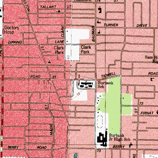 Topographic Map of Burbank Elementary SPARK Park Trail, TX