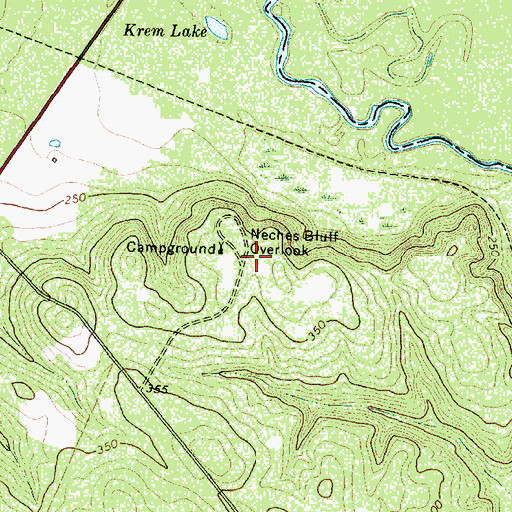 Topographic Map of Neches Bluff Trail, TX