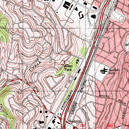 Topographic Map of Allen Park Trail, TX