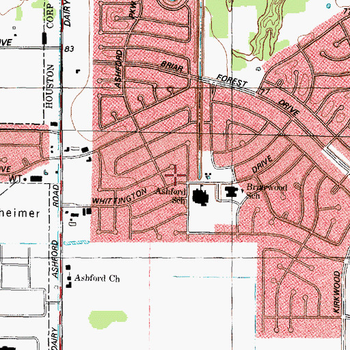 Topographic Map of Ashford Elementary SPARK Park Trail, TX