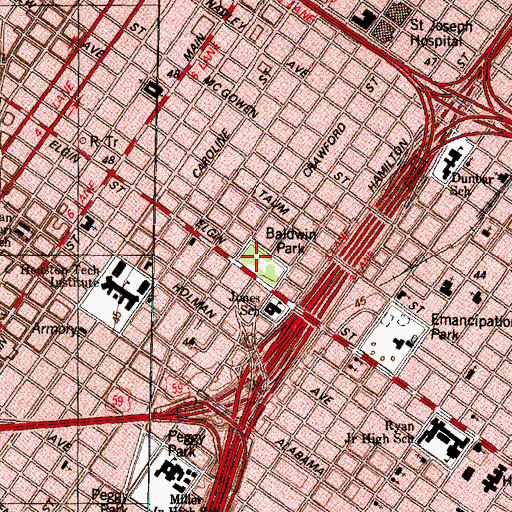 Topographic Map of Baldwin Park Trail, TX