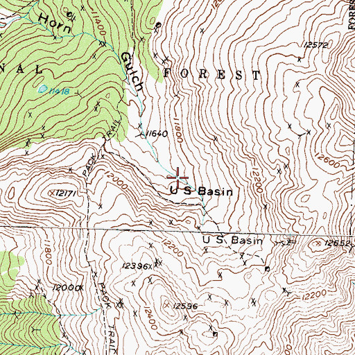Topographic Map of U S Basin, CO