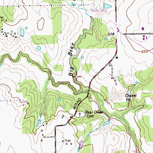 Topographic Map of Bear Creek Park Trail, TX