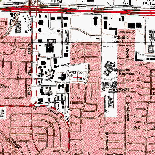 Topographic Map of Bendwood Park Trail, TX