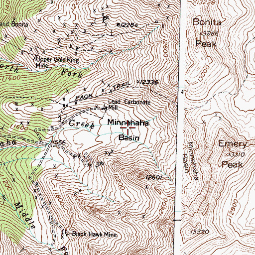 Topographic Map of Minnehaha Basin, CO