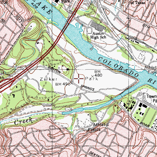 Topographic Map of Zilker Park Hike and Bike Trail, TX