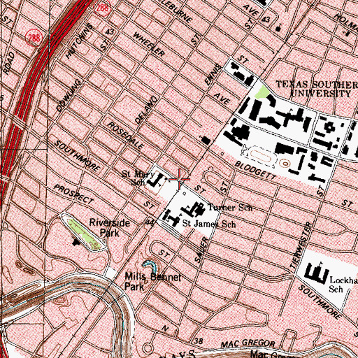 Topographic Map of Turner Elementary SPARK Park Trail, TX