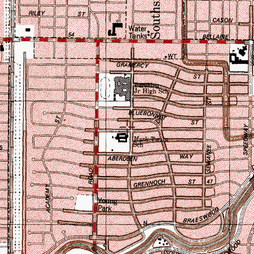 Topographic Map of Twain Elementary SPARK Park Trail, TX