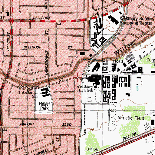 Topographic Map of Westbury High School SPARK Park Trail, TX