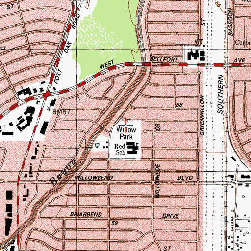 Topographic Map of Willow Park Trail, TX