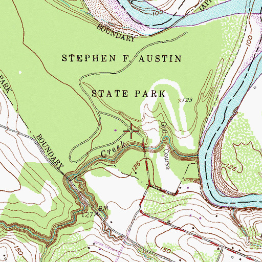 Topographic Map of Stephen F Austin State Historical Park Trail, TX