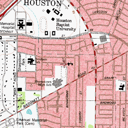 Topographic Map of Sugar Grove Elementary SPARK Park Trail, TX
