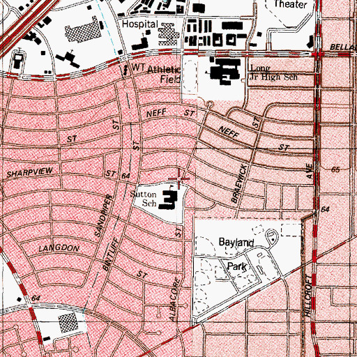 Topographic Map of Sutton Elementary SPARK Park Trail, TX