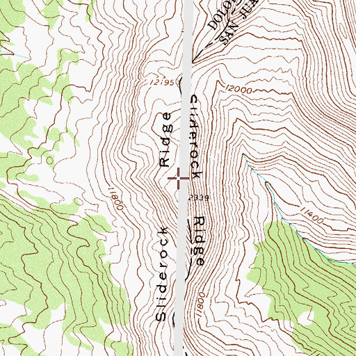 Topographic Map of Sliderock Ridge, CO