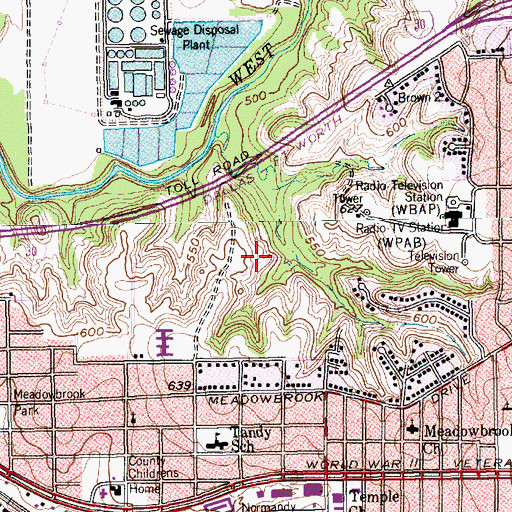 Topographic Map of Tandy Hills Trail, TX
