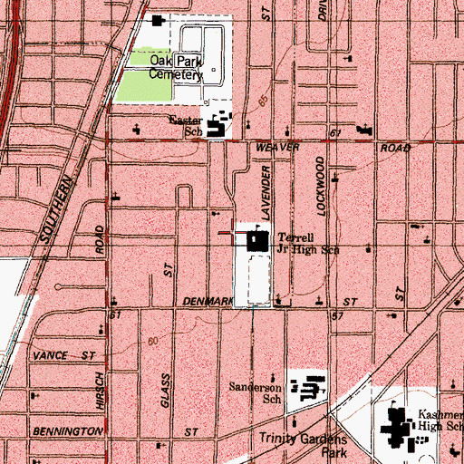 Topographic Map of Terrell Alternative School SPARK Park Trail, TX