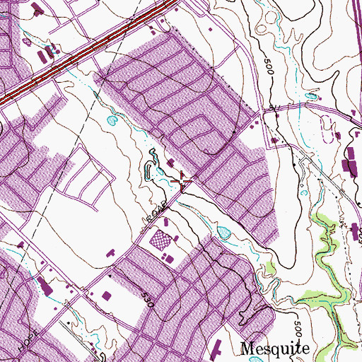 Topographic Map of Town East Park Trail, TX
