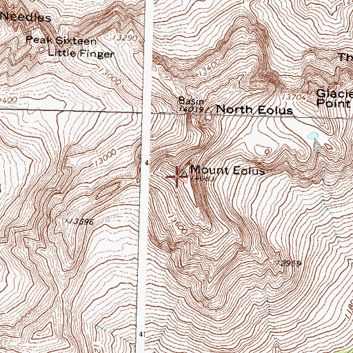 Topographic Map of Needle Mountains, CO