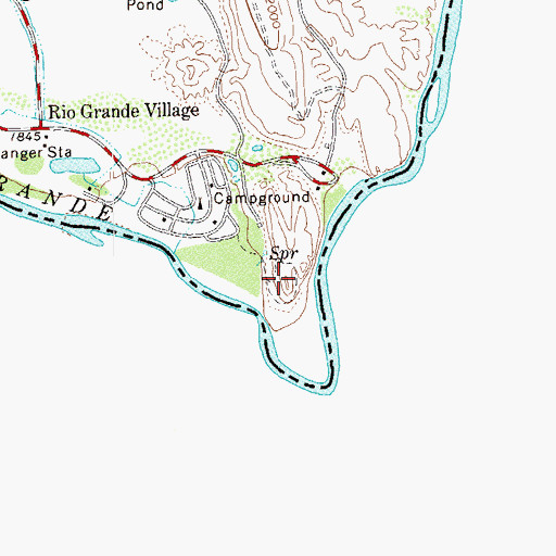 Topographic Map of Rio Grande Village Nature Trail, TX