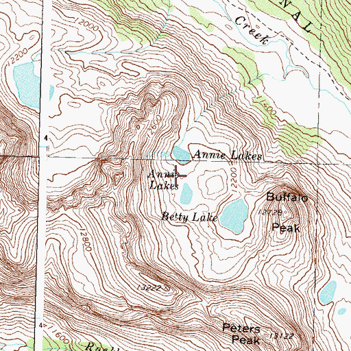 Topographic Map of Annie Lakes, CO