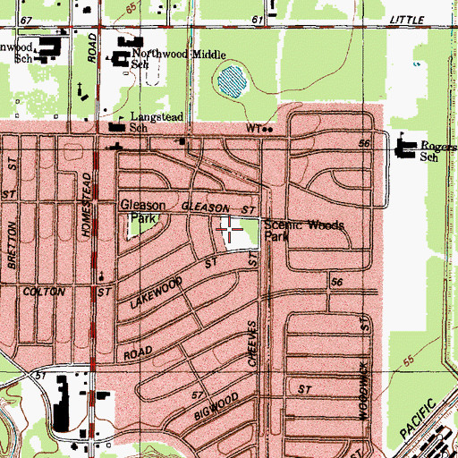 Topographic Map of Scenic Woods Park Trail, TX