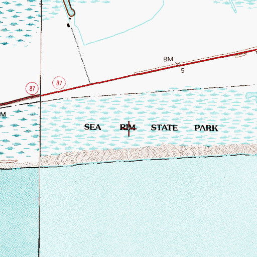 Topographic Map of Sea Rim State Park Trail, TX