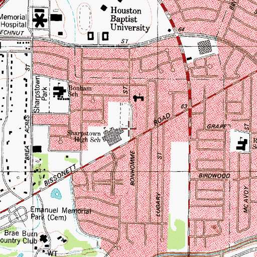 Topographic Map of Sharpstown High School SPARK Park Trail, TX