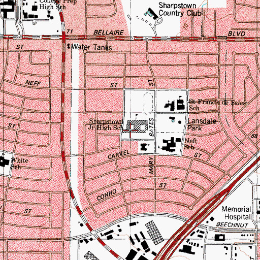 Topographic Map of Sharpstown Middle School SPARK Park Trail, TX